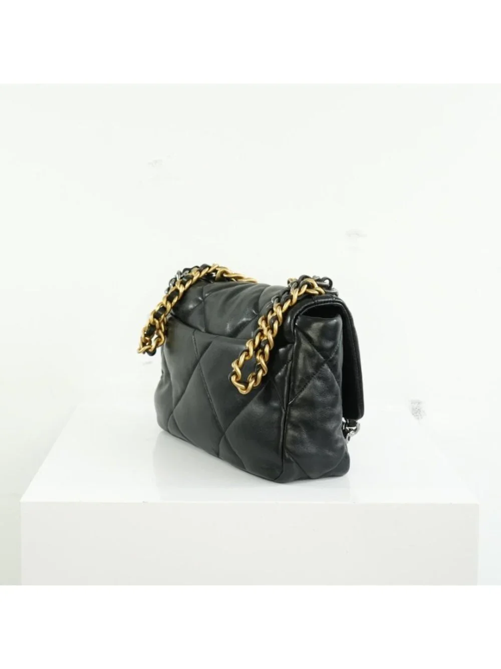 Chanel 19 Black Lambskin Medium Flap Bag Ful Set